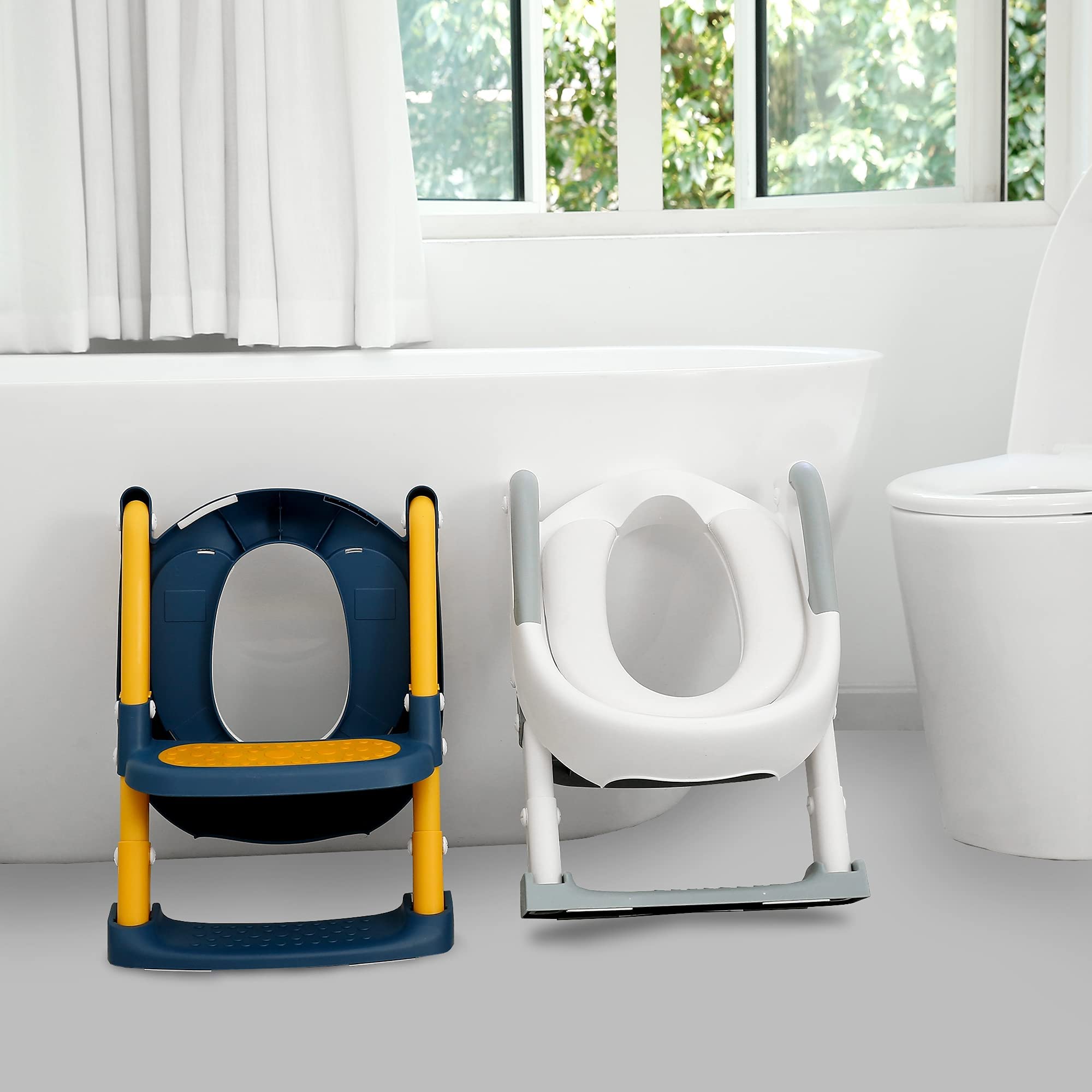 Kylinton® Potty Training Seat with Step Stool Ladder, Foldable Toddler Potty  Seat for Toilet 2 in 1 Potty Training Toilet for Kids, Splash Guard  Comfotable and Anti-Slip Pad for Boys Girls, Blue 